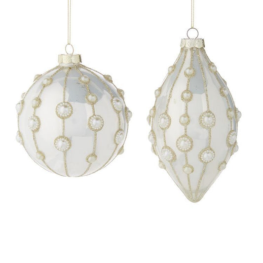 RAZ CHARMING HOLIDAY 10CM PEARL EMBOSSED HANGING ORNAMENT