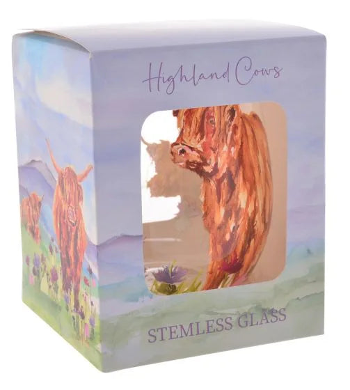 ART HIGHLAND COW STEMLESS GLAS
