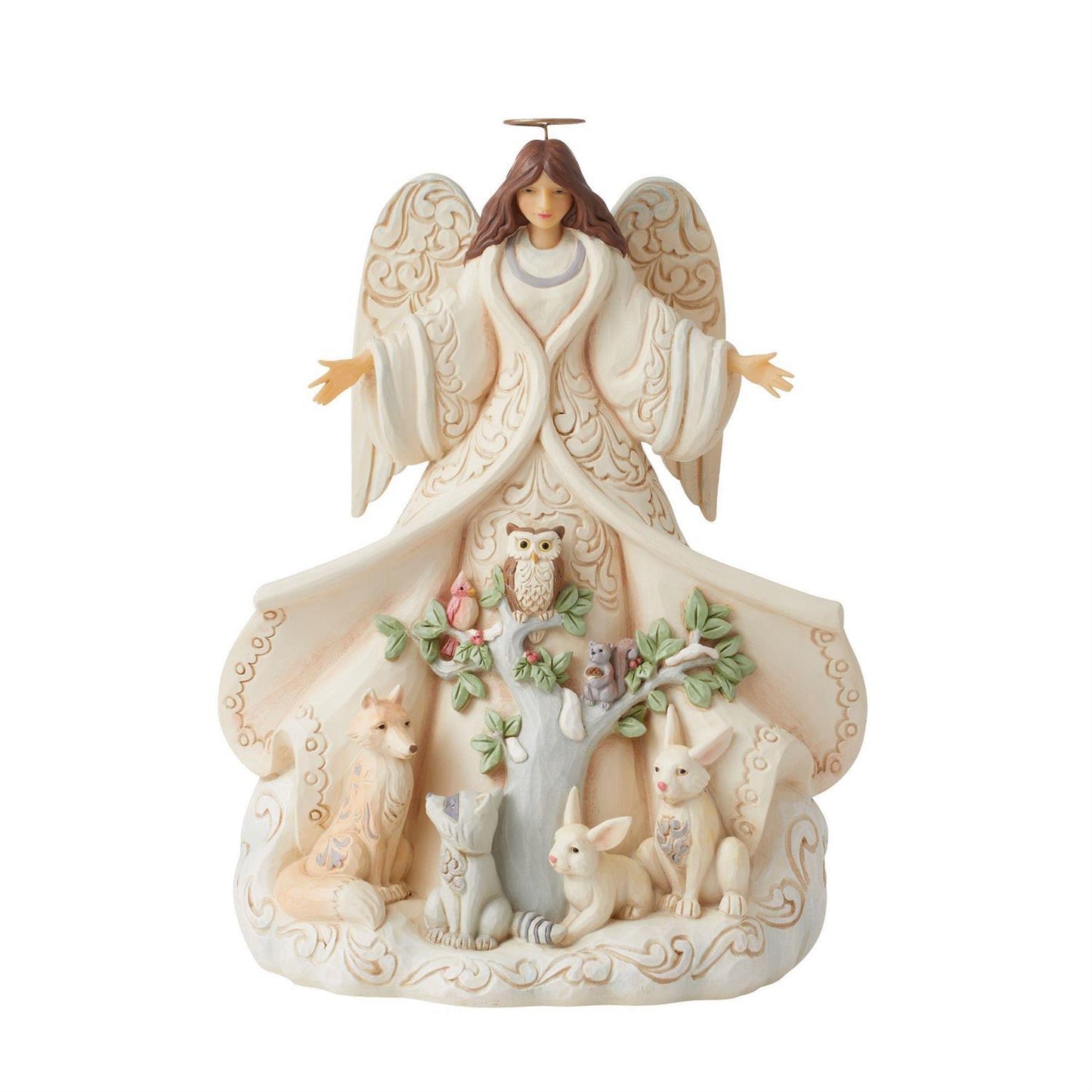 HEARTWOOD CREEK 24CM WHITE WOODLAND ANGEL WITH COAT
