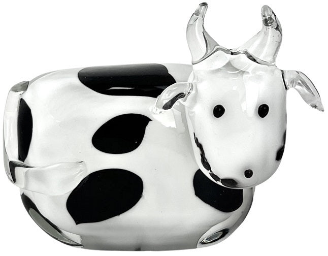 RUSSELL COLLECTION GLASS COW B&W