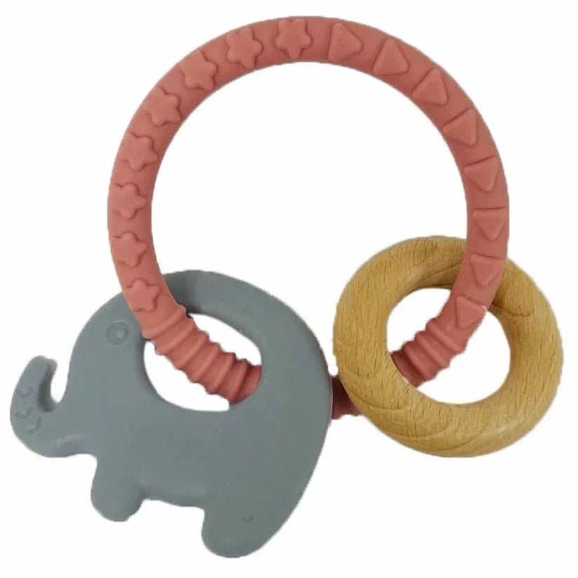 ES KIDS TEETHER SILICONE RING ELEPHANT PINK