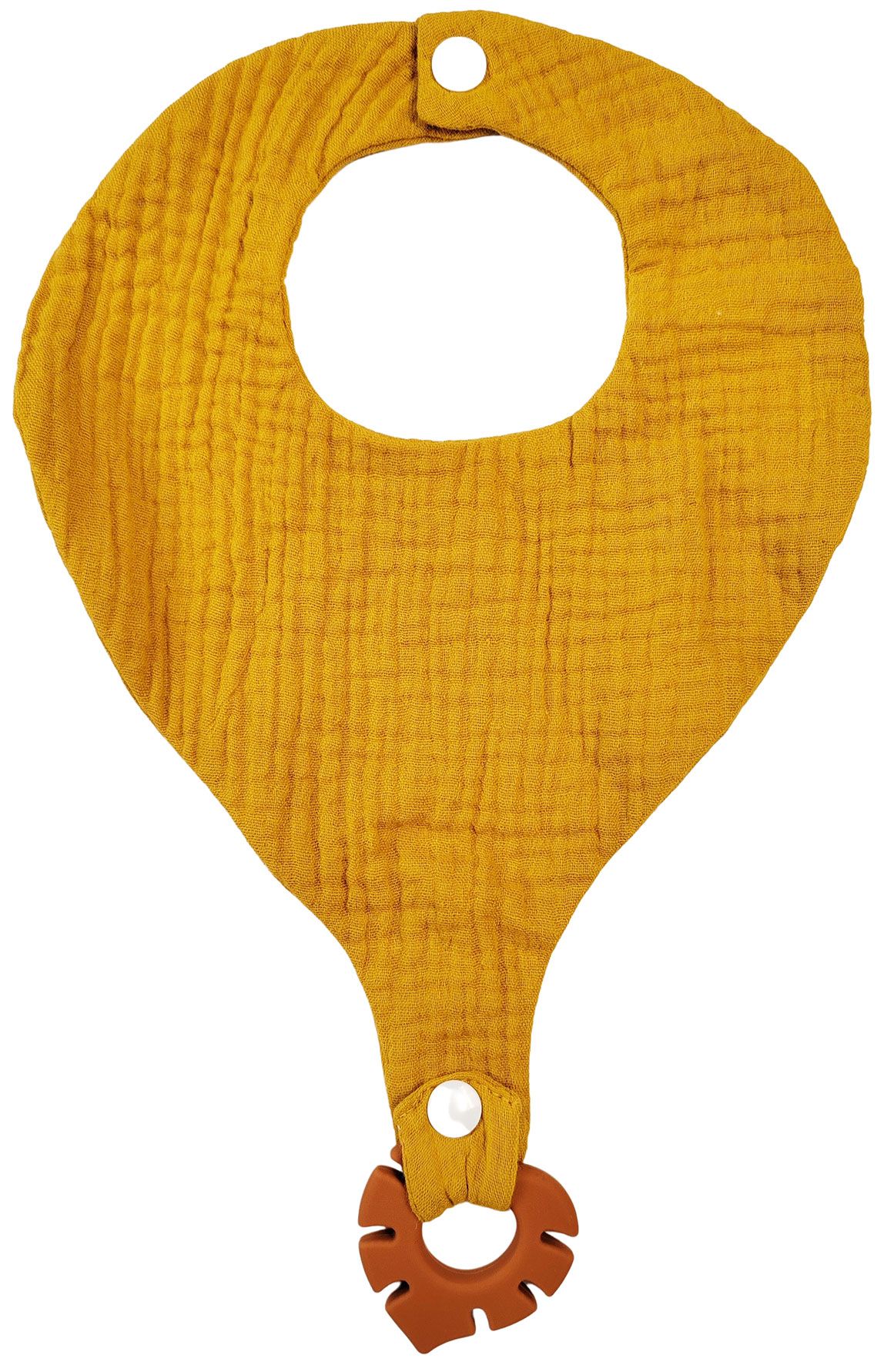 URBAN BUBSY COTTON BIB WITH TEETHER MUSTARD 20X28CM