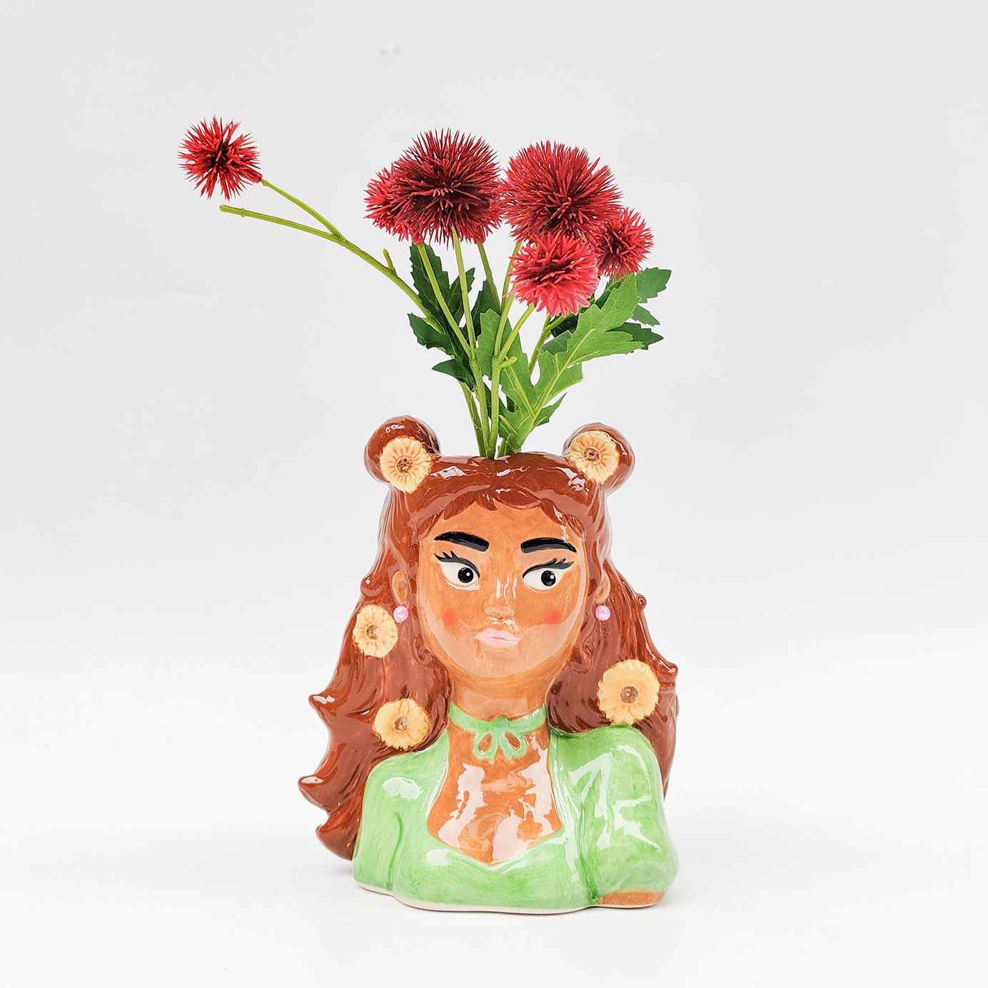 TROPICANA LADY VASE GREEN 19CM