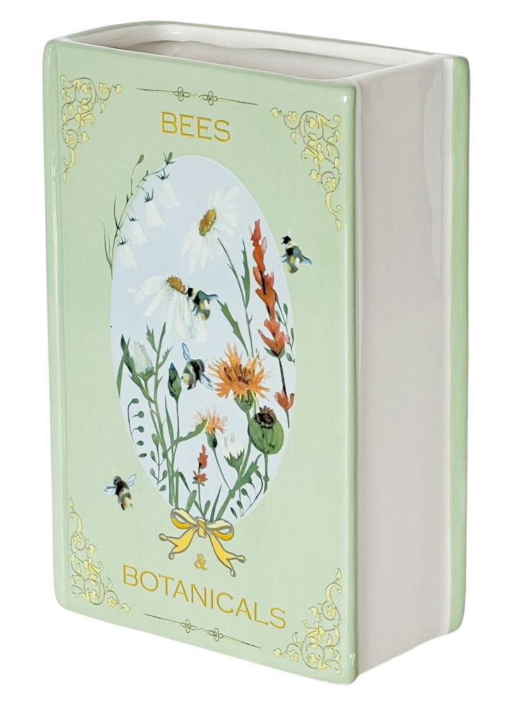 URBAN Bees & Botanicals Story Book Vase Green & Yellow 16cm