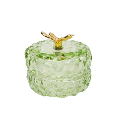 URBAN Gold Dragonfly Glass Trinket Box Green 7cm