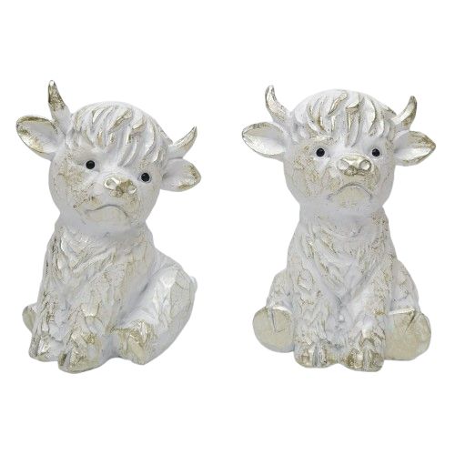 URBAN Highland Cow Standing Decoration White 13cm