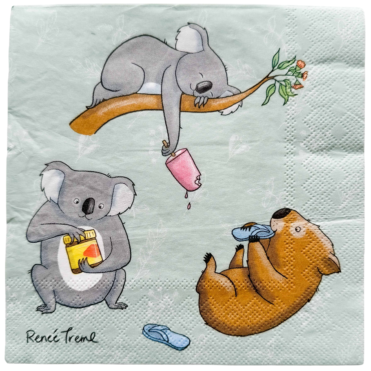 RT Animals Napkins Sage 33x33cm S/20
