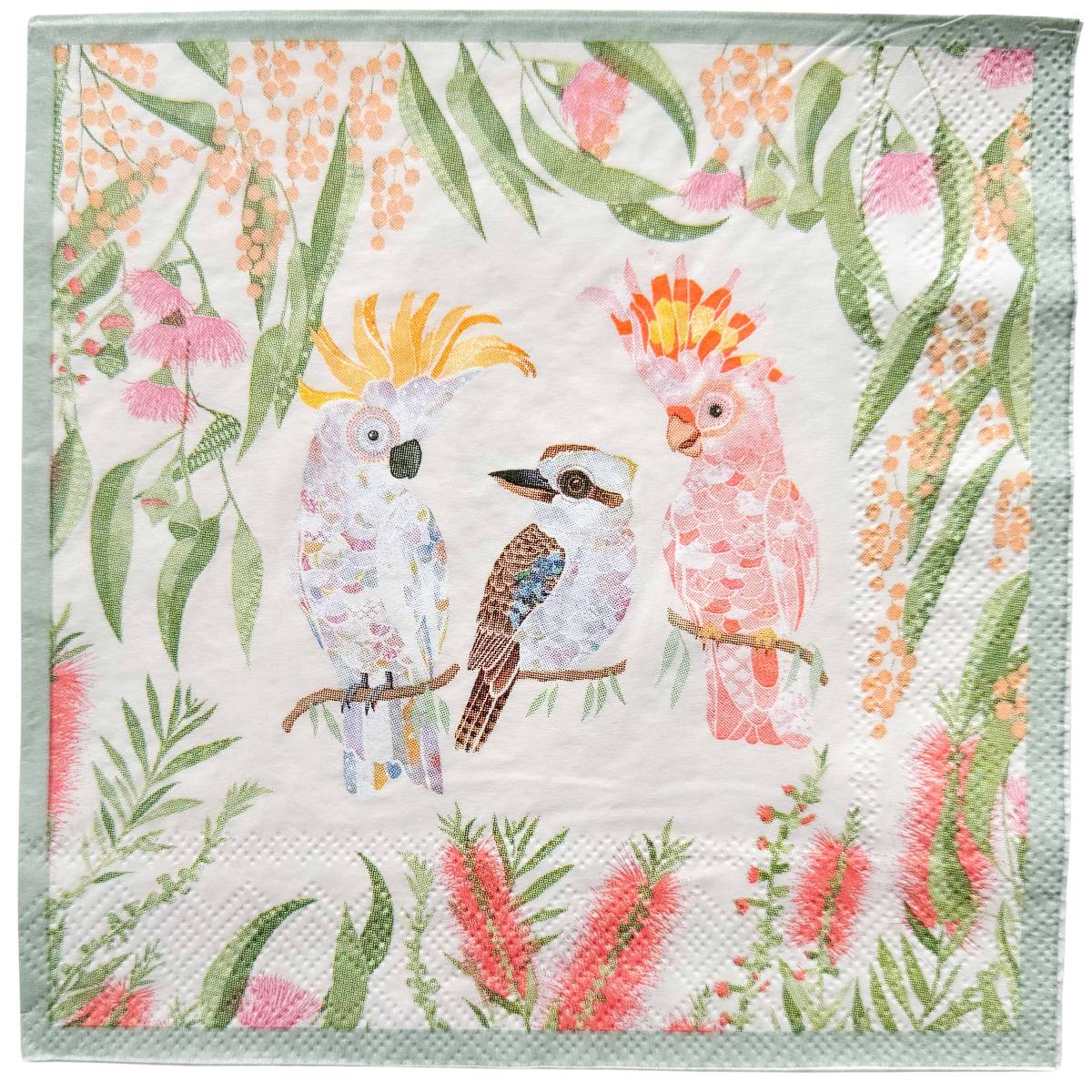 FB Birds Napkins Pink & White 33x33cm S/20