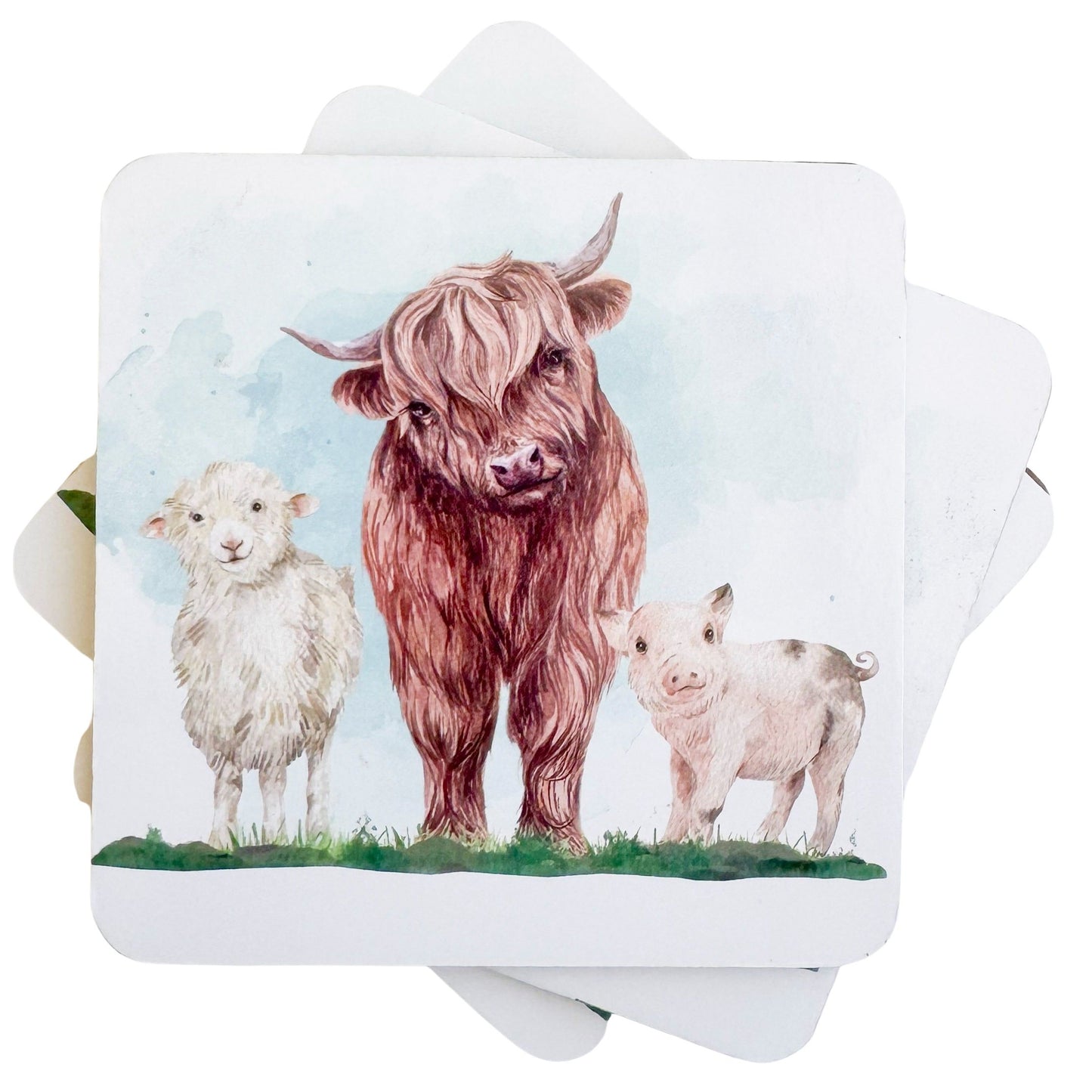 URBAN Highland & Friends Cork & MDF Coasters Brown 10cm S/4