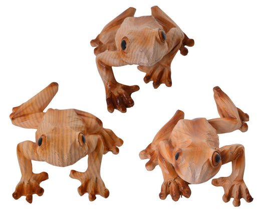 CARVED NATURAL FROGS (3) - Gifts R Us