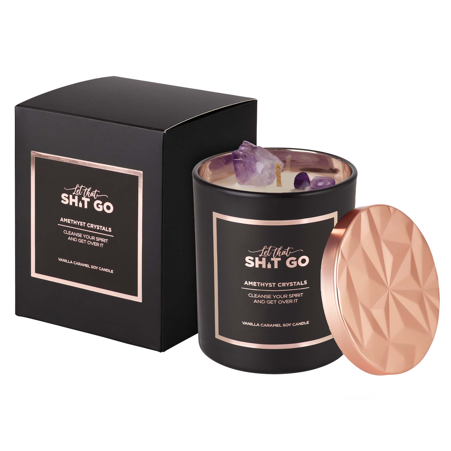 Let That Shit Go - Amethyst Crystal Candle