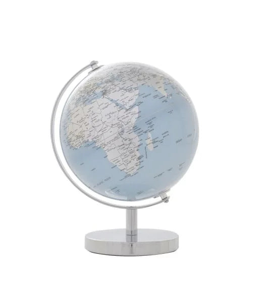 SILVER BLUE GLOBE 14.2CM - Gifts R Us