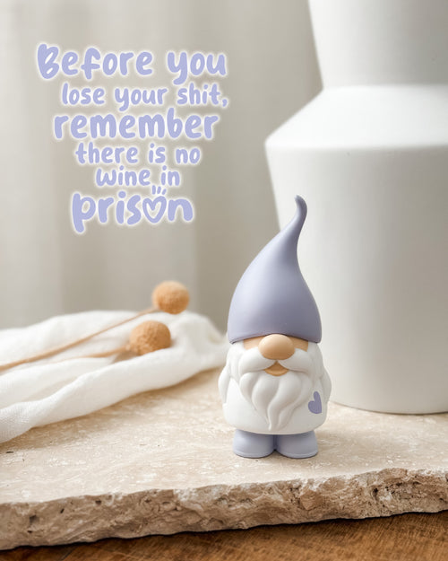 TAG GIFTWARE NAUGHTY GNOME CORNELIUS BEFORE YOU LOSE YOUR SHIT REMEMBER THERE IS NO WINE IN PRISION