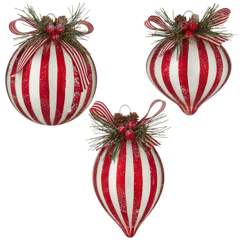 RAZ HEARTFELT HOLIDAY 2.5CM STRIPED HANGING ORNAMENT