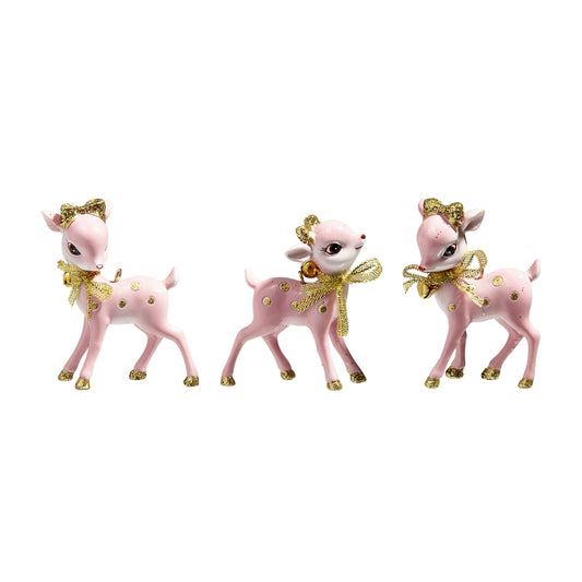 RAZ A Blushing Holiday - 8cm/3" Vintage Light Pink Deer Hanging Ornament