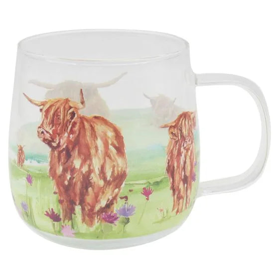 ART HIGHLAND COW GLASS MUG