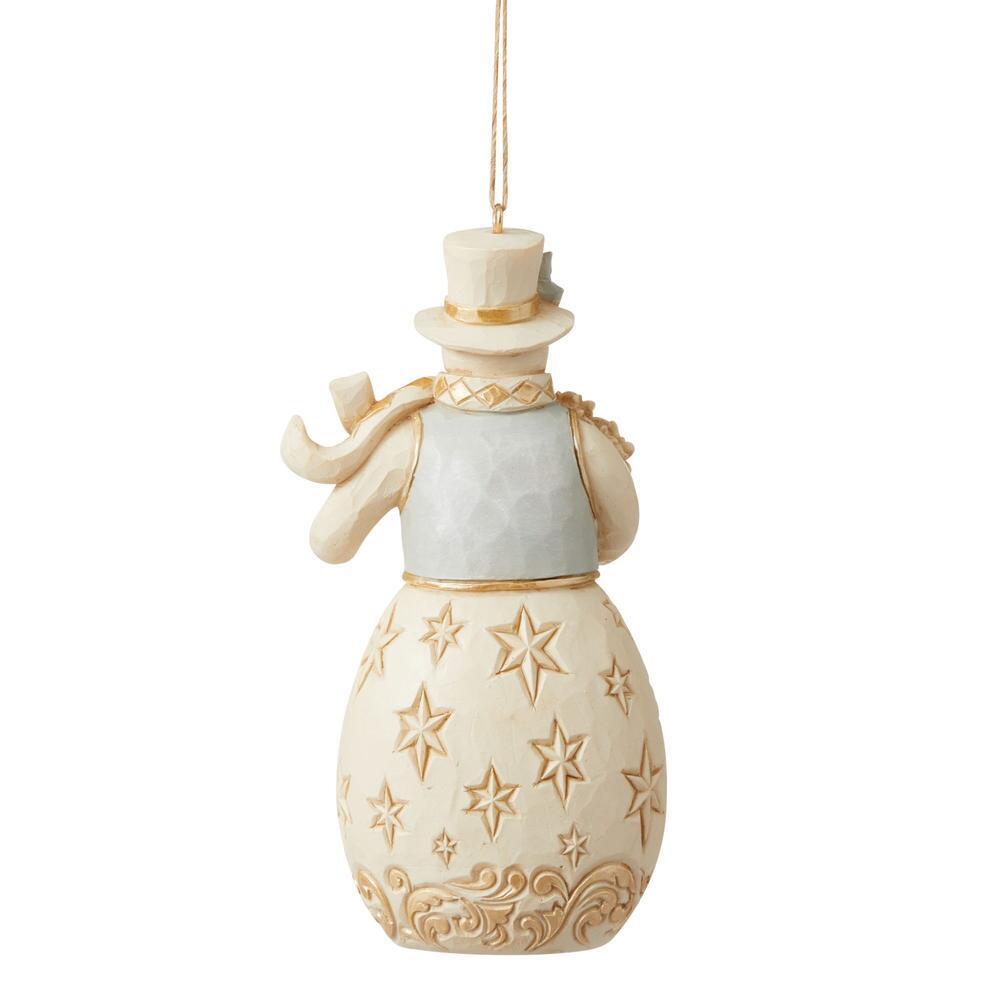 HEARTWOOD CREEK 12CM SNOWMAN WITH FLOWERS HANGING ORNAMENT