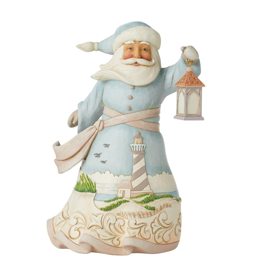 HEARTWOOD CREEK 20CM SANTA WITH LIGHTHOUSE SCENE