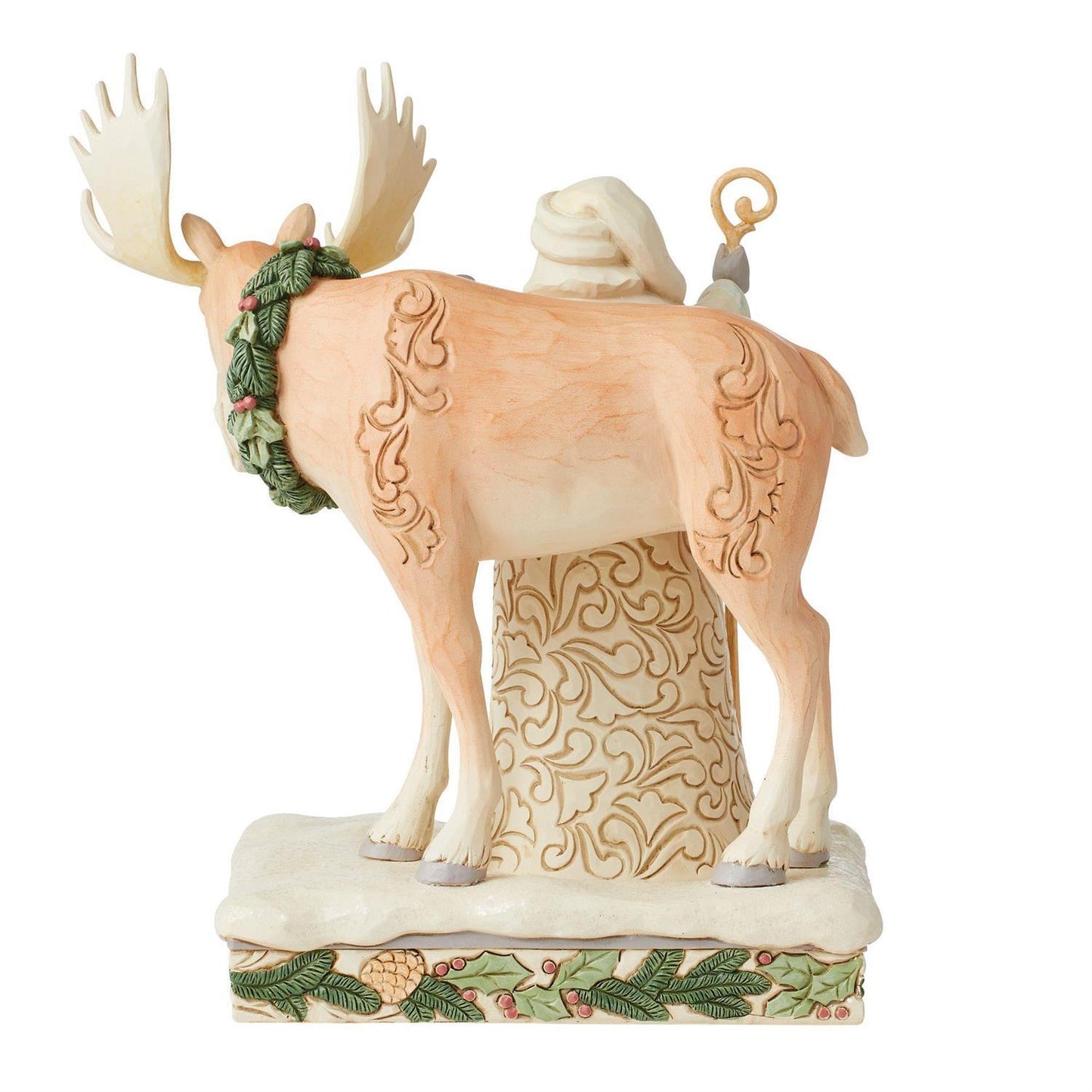 HEARTWOOD CREEK 25CM WHITE WOODLAND SANTA WITH MOOSE