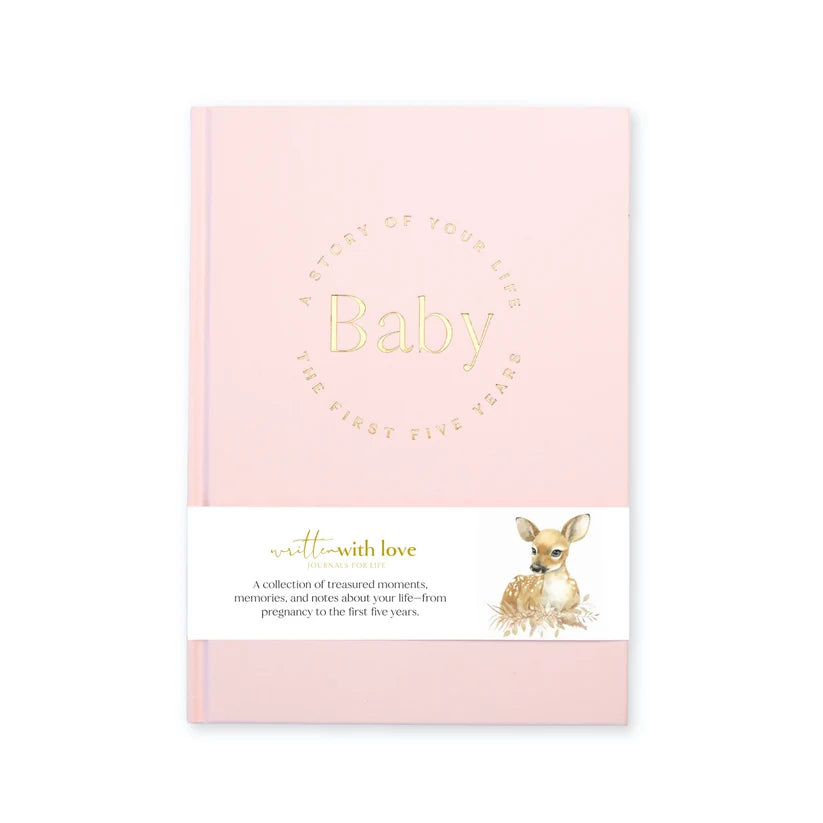 WRITTEN WITH LOVE PEONY PINK BABY BOOK WITH KEEPSAKE BOXES