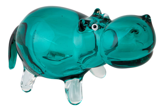 RUSSELL COLLECTION GLASS HIPPO GREEN