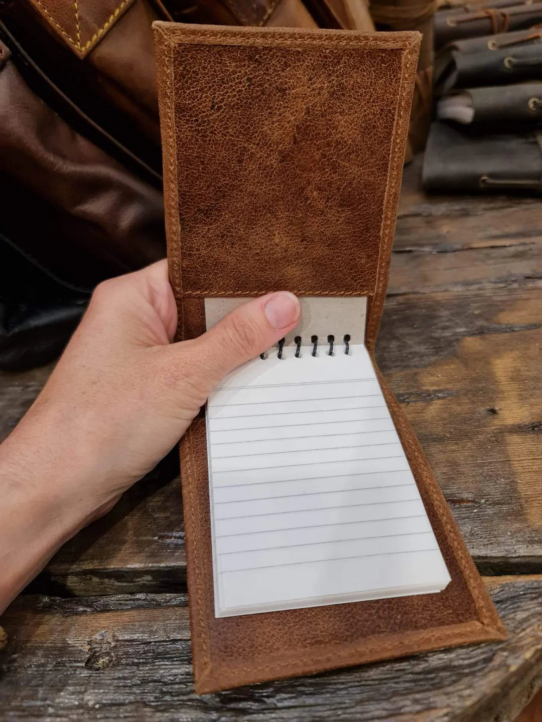 IDEPAL LEATHER NOTEBOOK COVER CRAZY HORSE TAN SMALL