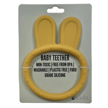 ES KIDS TEETHER SILICONE BUNNY RING MUSTARD