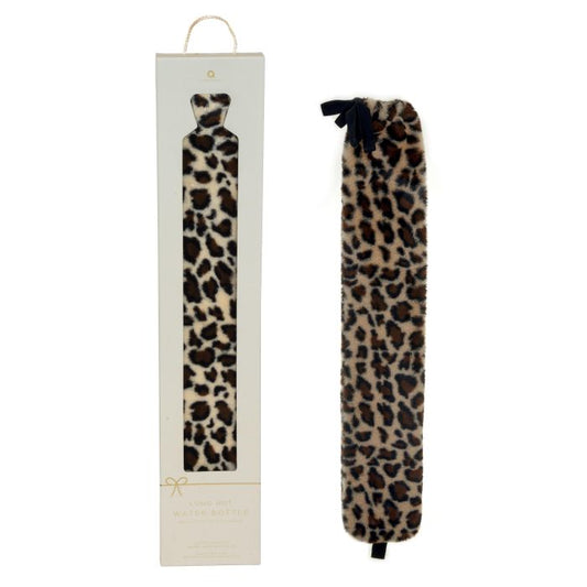 Long Hot Water Bottle-Leopard Print Faux Fur