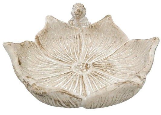 URBAN FABLE BUNNY BIRD BATH BISQUE 27CM - Gifts R Us