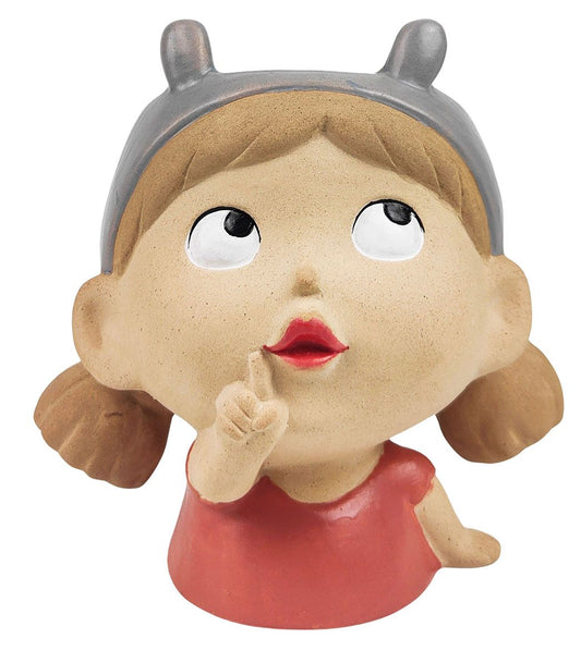 SARAH CUTE GIRL PLANTER PINK/GREY MED 16CM