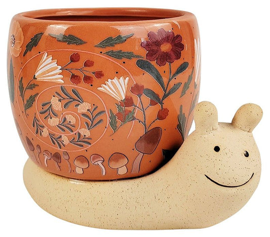 SNAIL WITH FLOWERS PLANTER PINK/SAND 11CM