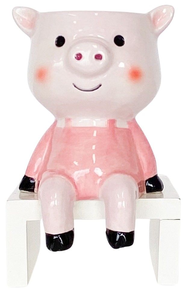 URBAN Sitting Pig Planter Light Pink & Pink 14cm