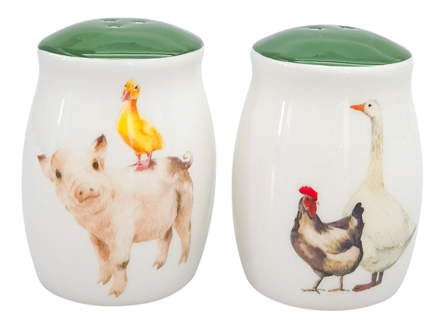 URBAN FARMYARD SALT AND PEPPER SHAKERS GREEN 8CM