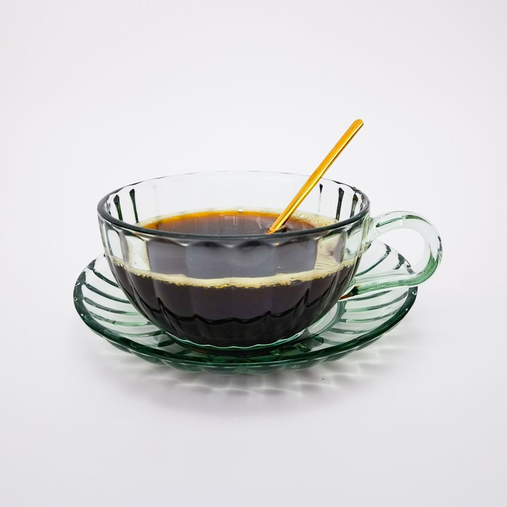MAISY GLASS TEA CUP SET GREEN 14CM