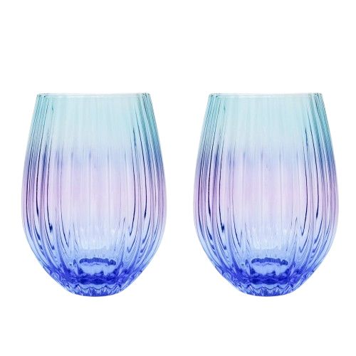 Urban Ellie Ombre Stemless Glass Aqua & Blue 12cm