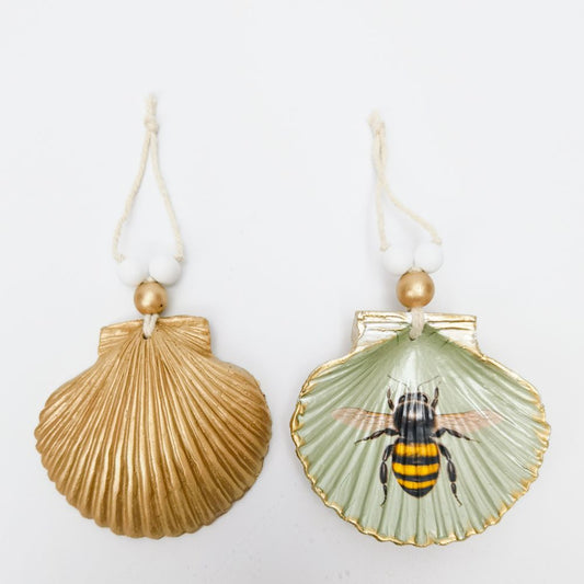 URBAN Bee Shell Hanging Ornament Sage 19cm