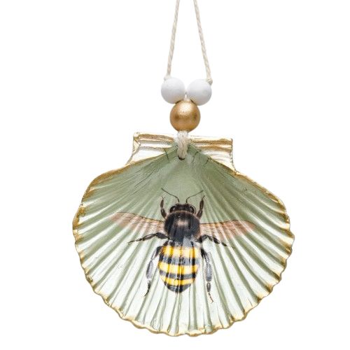 URBAN Bee Shell Hanging Ornament Sage 19cm