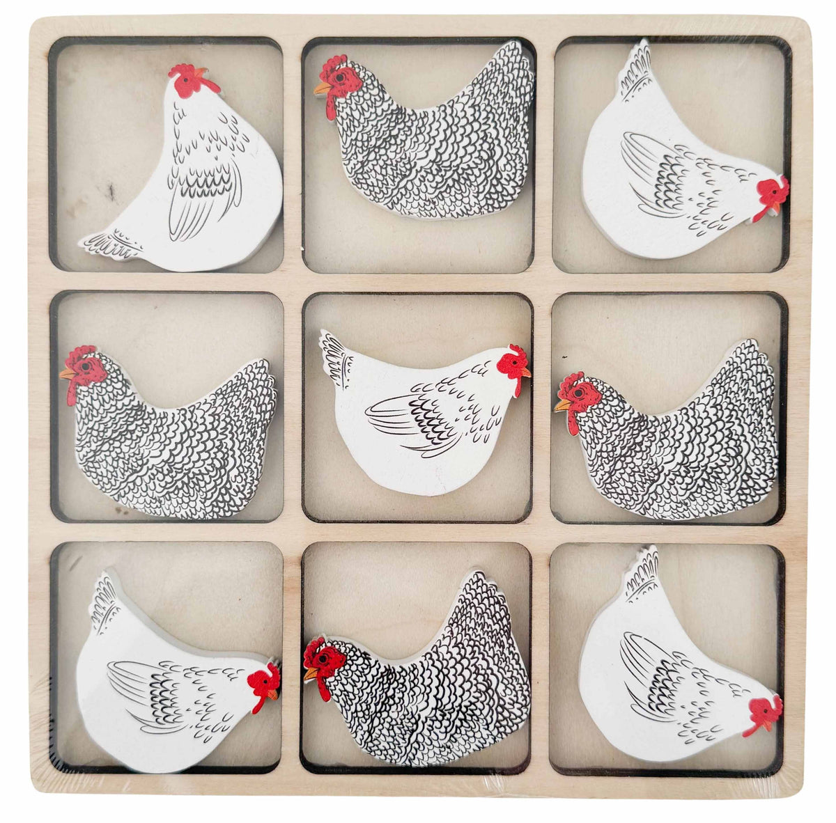 URBAN CHICKEN TIC TAC TOE SET BLACK AND WHITE - Gifts R Us