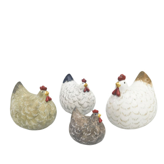 URBAN CHICKEN RESIN ORNAMENT BLACK AND WHITE MED 14CM - Gifts R Us