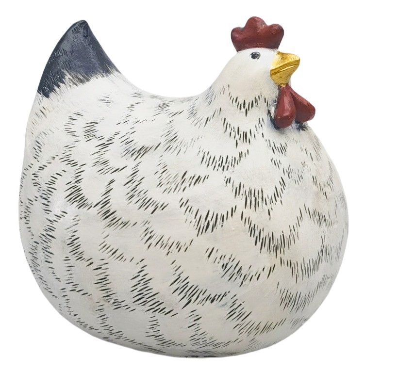 URBAN CHICKEN RESIN ORNAMENT BLACK AND WHITE MED 14CM - Gifts R Us