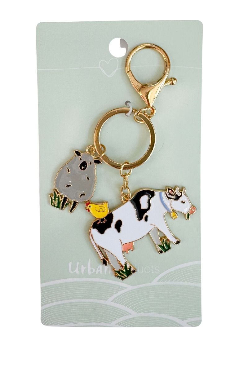 URBAN FARMYARD KEYRING BLACK AND WHITE