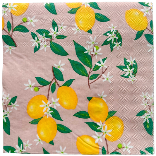 Lemon Delicious Napkins Pink 33x33cm S/20