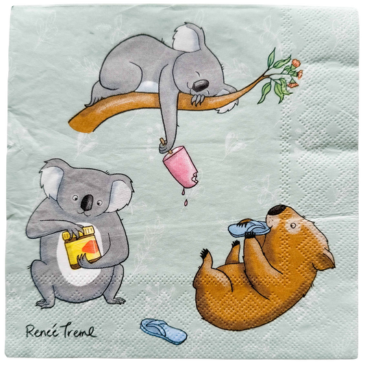 RT Animals Napkins Sage 33x33cm S/20