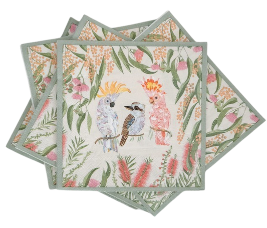 FB Birds Napkins Pink & White 33x33cm S/20