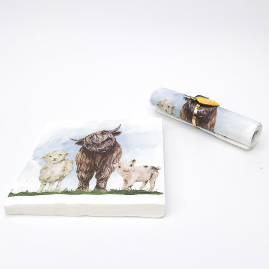 URBAN Highland & Friends Napkins Brown 33x33cm S/20