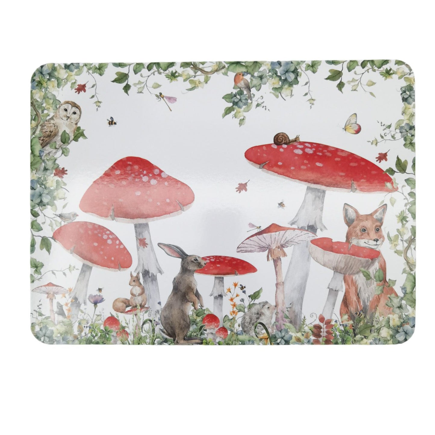 Urban Enchanted Garden Cork & MDF Placemats Red & White 28x38cm S/4