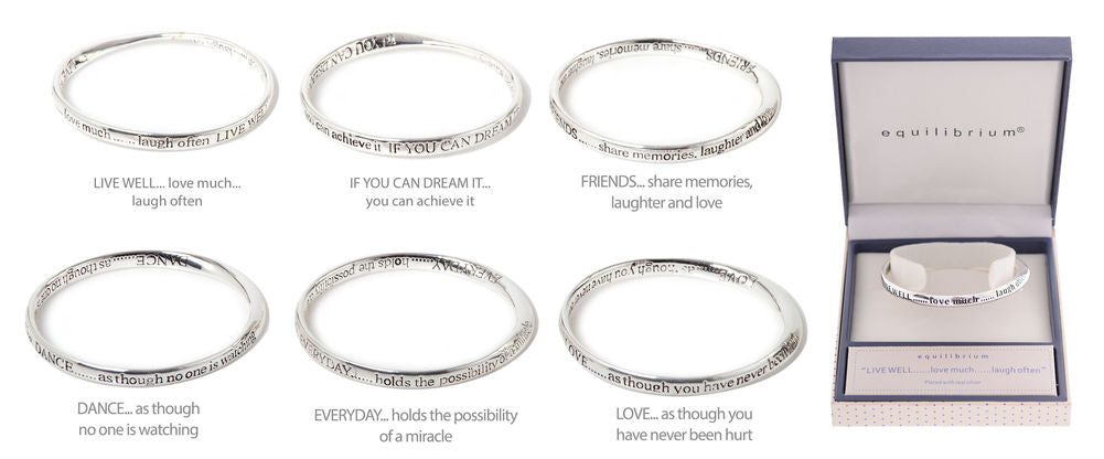EQLB SILVER MESSAGE BANGLE (6) - Gifts R Us