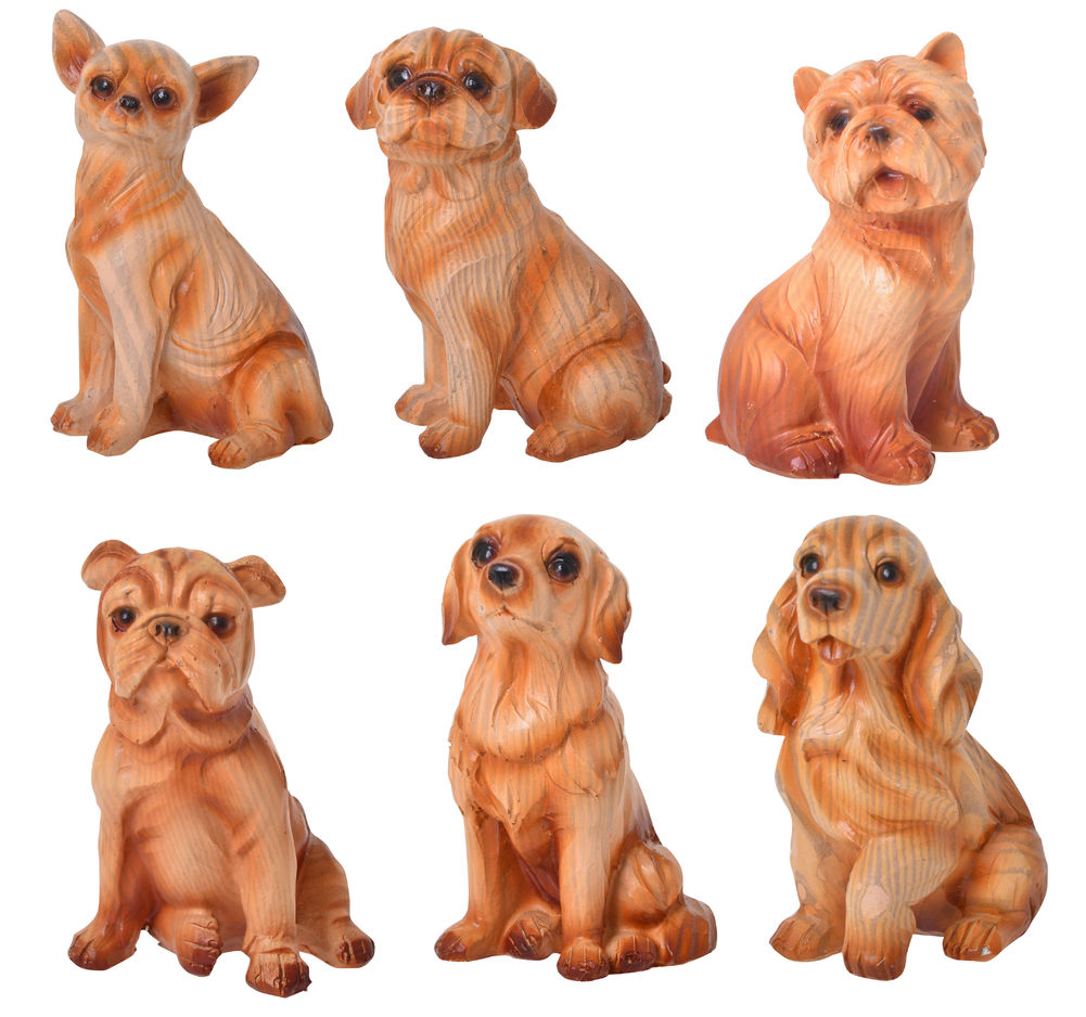 CARVED SITTING DOGS (6) - Gifts R Us
