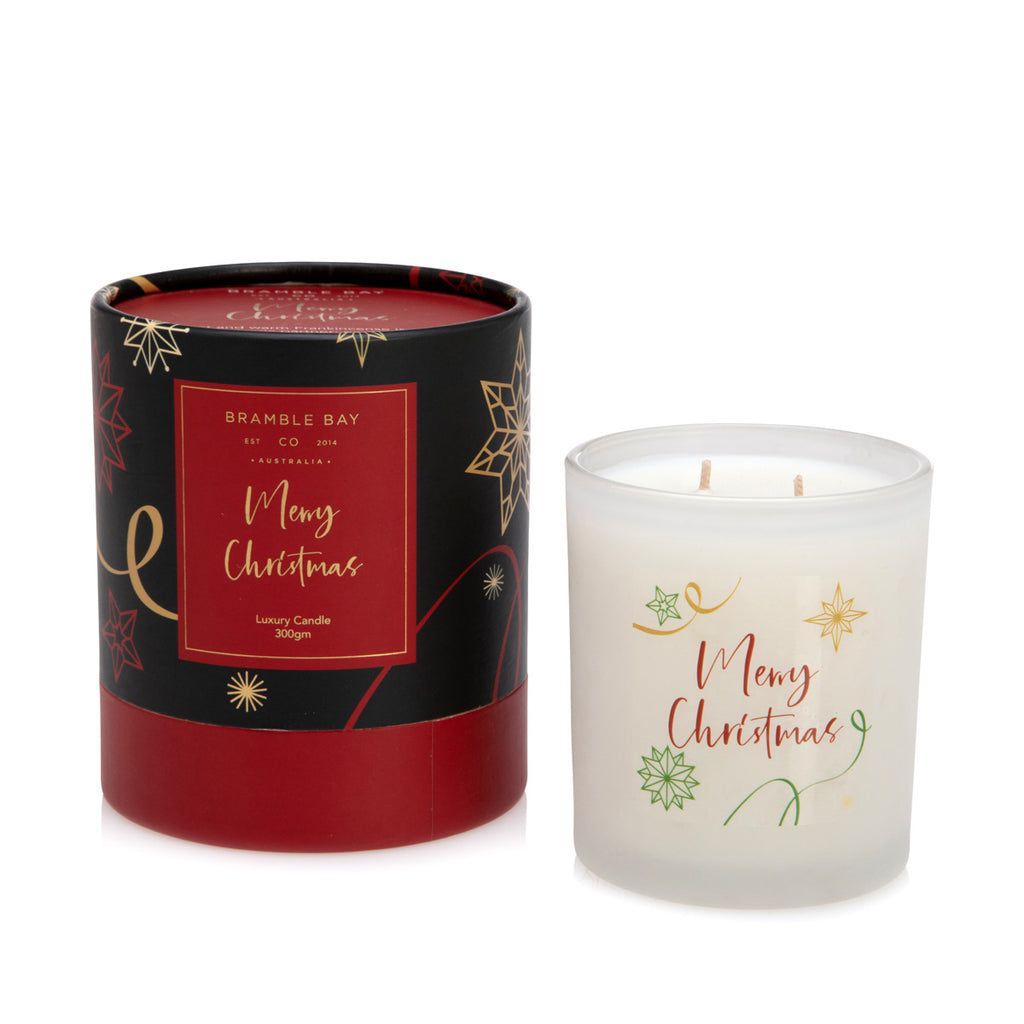 BRAMBLE BAY MERRY CHRISTMAS CANDLE BLACK FRANKINCENSE - Gifts R Us