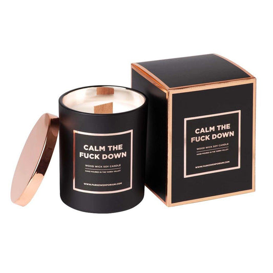 DISRUPTED INDUSTRIES CALM THE FUCK DOWN BLACK RASBERRY AND VANILLA CANDLE - Gifts R Us